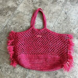 BTB Los Angeles Jayden Fringe Raffia Shoulder Tote Bag